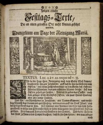 Evangelium am Tage der Reinigung Mariä. - Epistel am Tage der Verkündung Mariä.