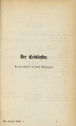 Der Erbförster. Trauerspiel in fünf Aufzügen