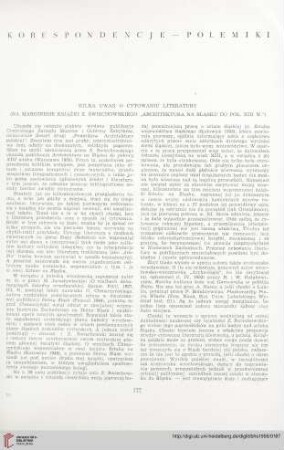 18: Kilka uwag o cytowaniu literatury : (na marginesie książki Z. Świechowskiego "Architektura na Śląsku do poł. XIII w.")