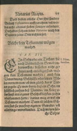 Welche kein Testament mögen machen. Cap. XII.
