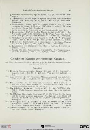 Griechische Münzen der römischen Kaiserzeit (Nr. 710-1210a)