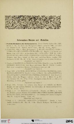 Reformations-Münzen und –Medaillen (Nr. 1-918)