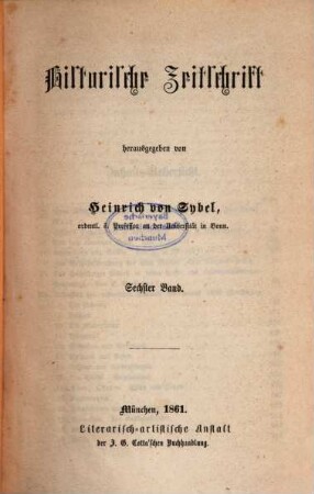 Historische Zeitschrift : HZ. 6. 1861