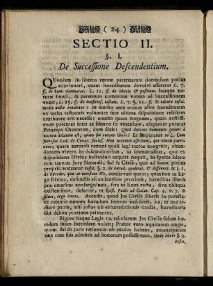 Sectio II. §. I. De Successione Descendentium.