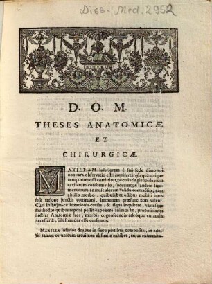 Theses anatomicae et chirurgicae