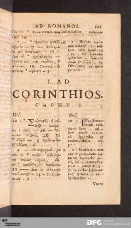 I. Ad Corinthios.