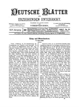 Krieg und Menschentum : (Schluß)