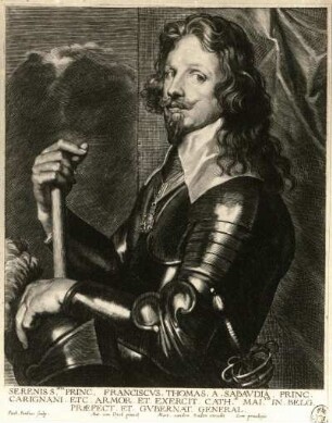 Pontius, Paulus nach Dyck, Anton van: Bildnis François Thomas, Prince de Savoie-Carignan (1596-1656; General). Kupferstich. Dresden: Kupferstich-Kabinett Wib. 63,I, Singer 26242