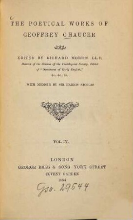 The poetical works : Edited by Richard Morris. With memoir by Sir Harris Nicolas, 4