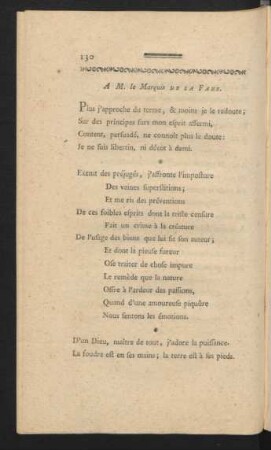 A M. le Marquis De La Fare.