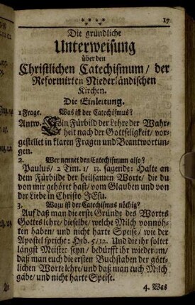 Die gründliche Unterweisung über den Christlichen Catechismum/...