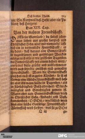 Das XIX. Cap. Von der wahren Freundschafft.