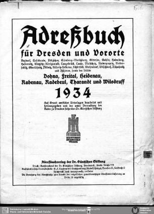 1934: Adreßbuch für Dresden und Vororte