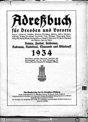 1934: Adreßbuch für Dresden und Vororte