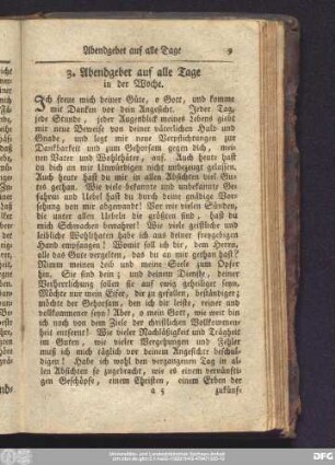 3. Abendgebet auf alle Tage in der Woche.