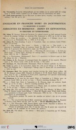 Engelsche en Fransche Sport- en Jachtprenten – Ambachten en Bedrijven – Zeden en Gewoonten (Nr. 748-808)