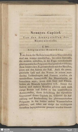 Neuntes Capitel. Von den Arzneystoffen des Mineralreichs