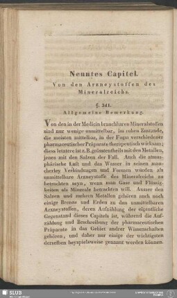 Neuntes Capitel. Von den Arzneystoffen des Mineralreichs