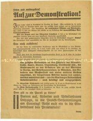 Aufruf zu einer Demonstration der USPD am 16. Januar 1921 in Leipzig