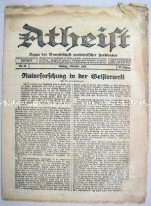 Monatszeitung des Proletarischen Freidenker-Verbandes "Der Atheist"