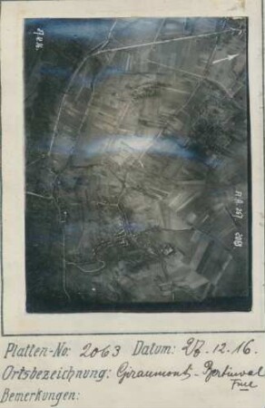 Foto des Geländes um und westlich von Giraumont und der Bertinval-Ferme (Luftbild)