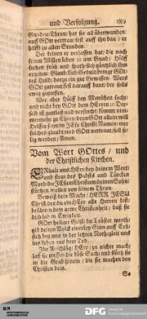 Vom Wort GOttes / und der Christlichen Kirchen.