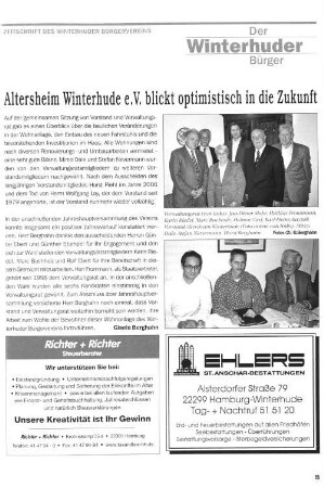 Altersheim Winterhude e.V. blickt optimistisch in die Zukunft