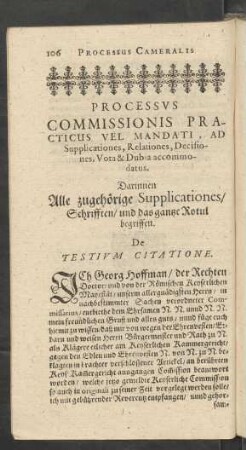 Processus Commissionis Practicus Vel Mandati, Ad Supplicationes ...