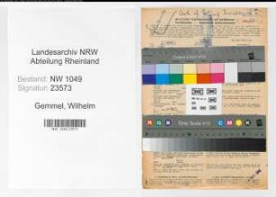 Entnazifizierung Wilhelm Gemmel , geb. 31.05.1902 (Versicherungsangestellter)