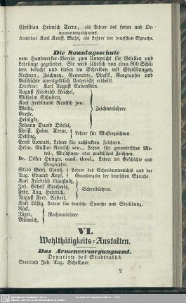 VI. Wohlthätigkeits-Anstalten