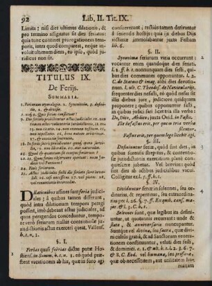 Titulus IX. De Feriis.