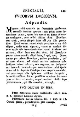 Fucorum dubiorum. Adpendix.