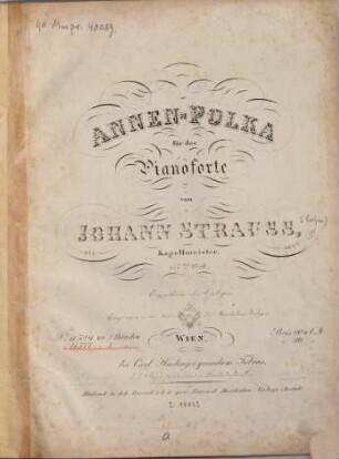 Annen-Polka : für d. Pianoforte ; 117. tes Werk