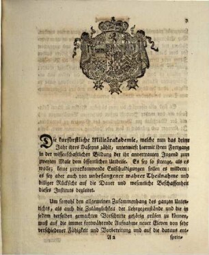 Öffentliche Prüfung der Eleven in der Kurfürstlichen Militär-Akademie. 2. 1792