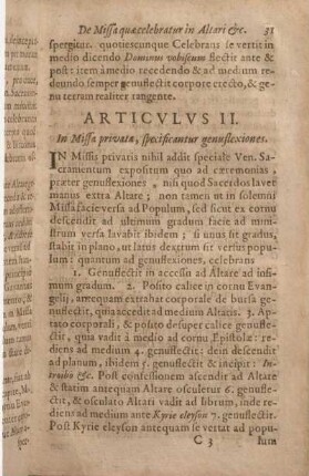 Articvlvs II. In Missa privata, specificantur genuflexiones.