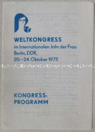 Programm zum Weltkongress im Internationalen Jahr der Frau 1975 in Berlin