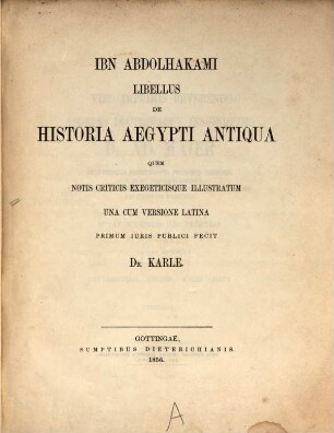 Ibn Abdolhakami Libellus de historia Aegypti antiqua