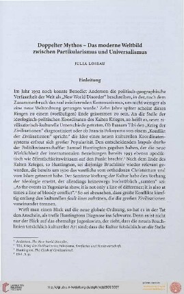 Julia Lossau: Doppelter Mythos - Das moderne Weltbild zwischen Partikularismus und Universalismus