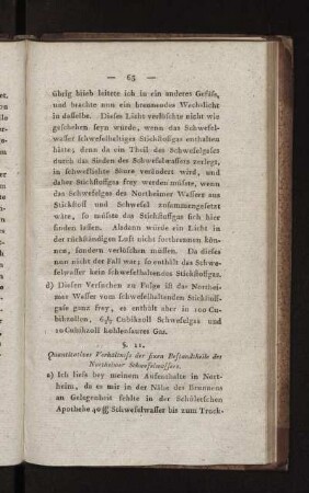 §. 11. Quantitatives Verhältniss der fixen Bestandtheile des Northeimer Schwefelwassers.