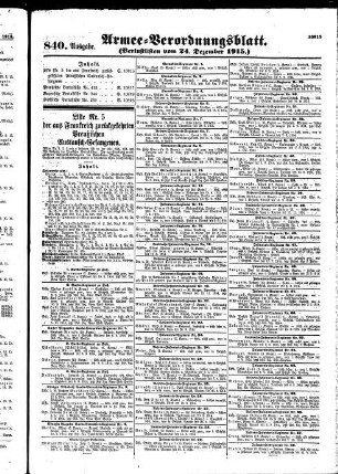 840. Ausgabe. Freitag, 24. Dezember 1915