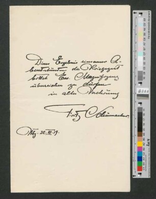 Brief an Werner von Melle