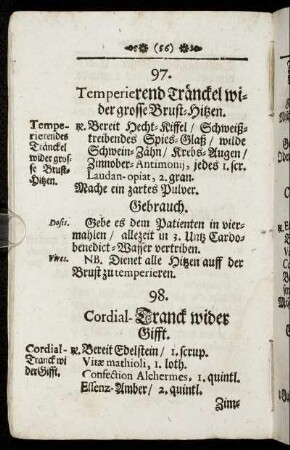 98. Cordial-Tranck wider Gifft – 178. Laxier-Tranck wieder Blut auswerffen