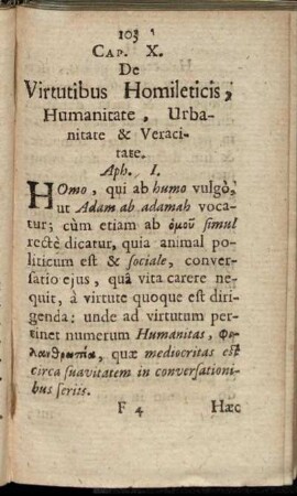 Cap. X. De Virtutibus Homileticis, Humanitate, Urbanitate & Veracitate.