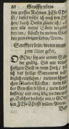 Seufftzerlein/ wenn man zum Altar gehet.
