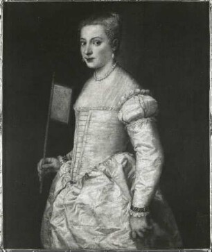 Bildnis einer Dame in Weiss : Gemälde "Bildnis einer Dame in Weiss" (um 1555, T. Vecellio; Leinwand; 102 x 86 cm; Staatliche Kunstsammlungen Dresden (SKD))