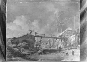 Winterlandschaft mit Holzsteg