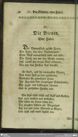 IV. Die Bienen. Eine Fabel