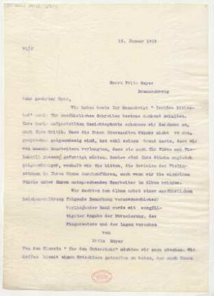 Brief an Fritz Meyer : 19.01.1914