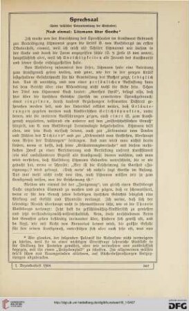 Sprechsaal: noch einmal: Litzmann über Goethe
