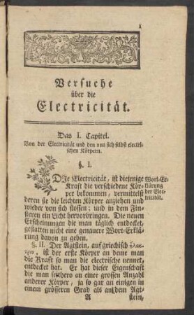 Versuche über die Electricität